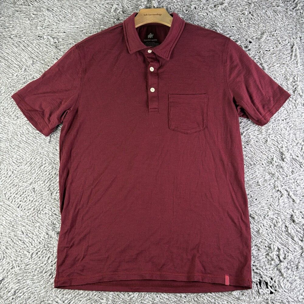 Woolly Everyday Merino Polo Shirt Mens Medium Red Short Sleeve Stretch Golf Work - Picture 2 of 6